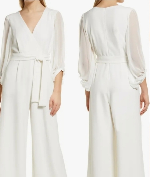 DONNA Ricco Long Sleeve Belted Wrap Jumpsuit - Picture 7 of 14